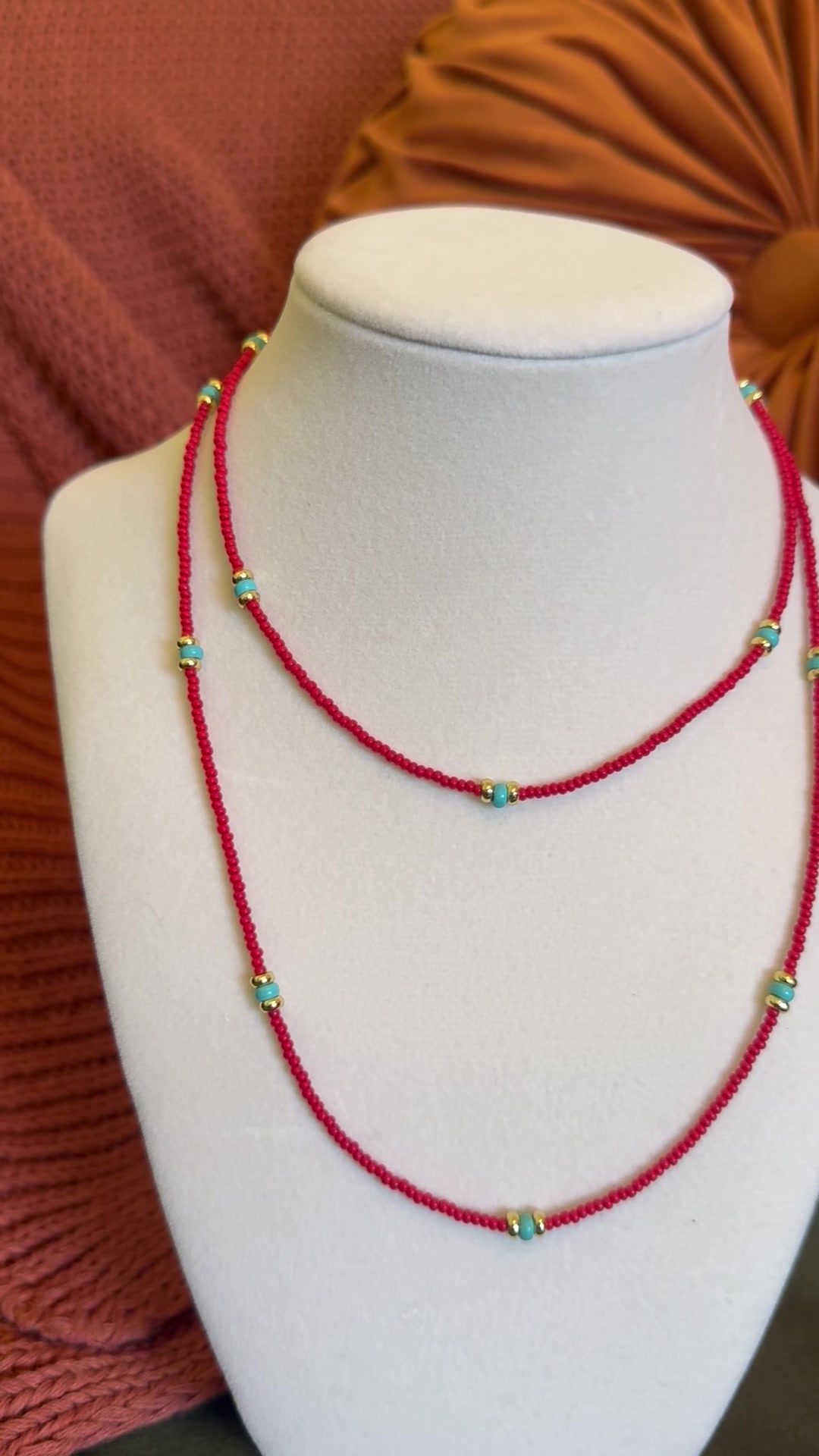 Long Red Wrap Necklace